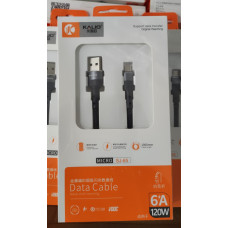 KALIO Кабель питания 6A micro-USB 1000mm ткань (SJ65-V8) кабель питания