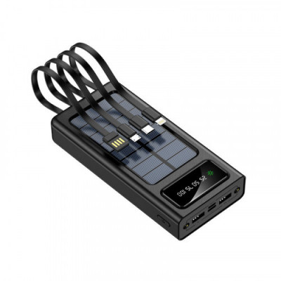 KALIO Solar Power Bank 30000 мАч K-A12 портативное зарядное устройство usb, Mini USB, Micro USB, Apple Interface, TYPE-C 30000 мА*ч Micro USB, Type C